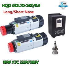 9KW ISO30 ATC HQD LONG/S Nose Automatic Tool Change Air Cooled CNC Spindle & VFD