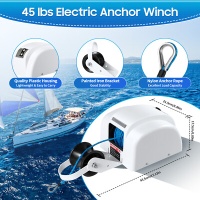 45 LBS Saltwater Boat Electric Windlass Anchor Winch Marine with Wireless Remote