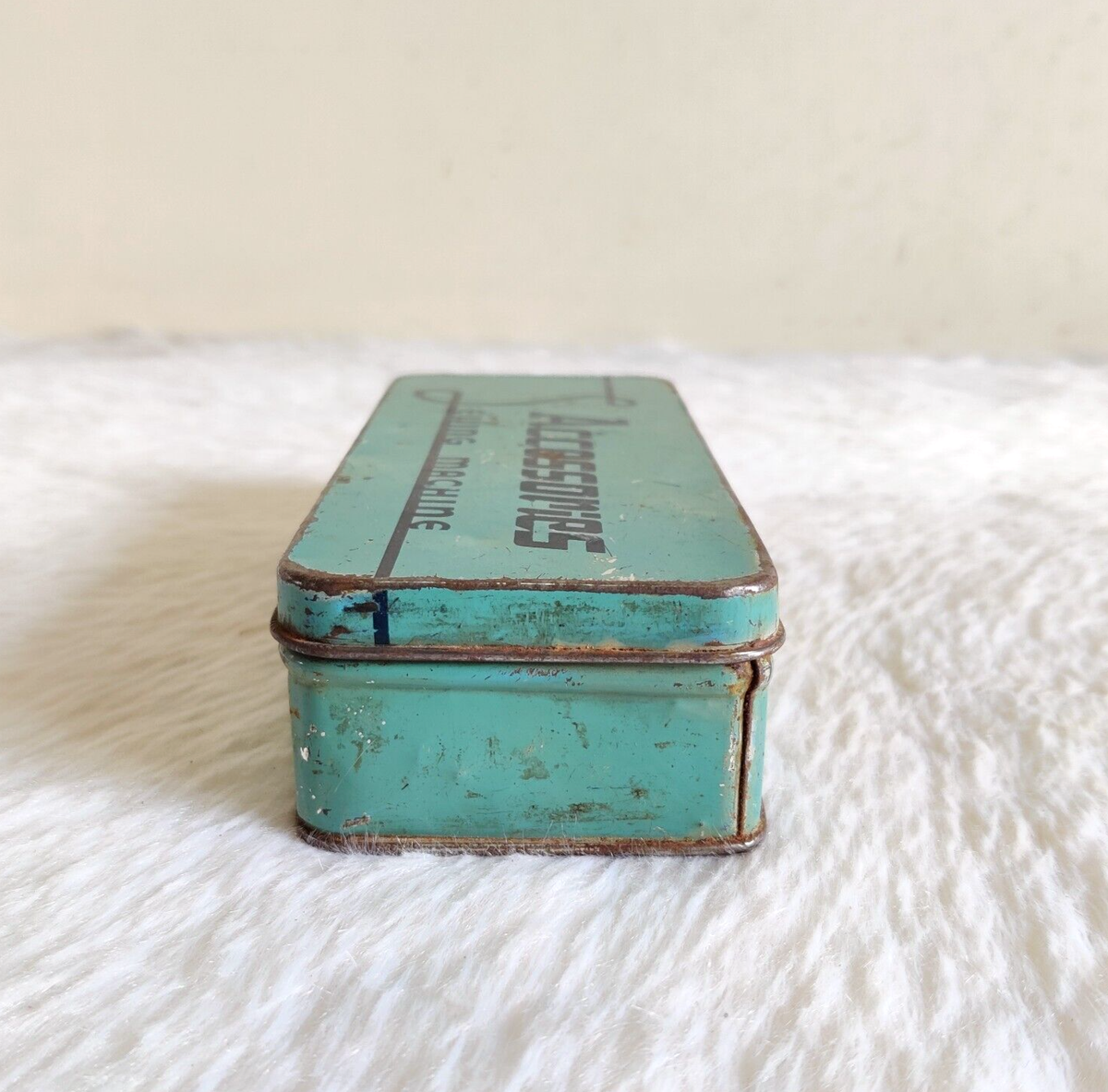 銀製粉入れアンティーク 1950 Vintage Accessories Sewing Machine Tin Box Case