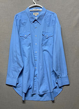 Sheplers Pearl Snap Western Cowboy Shirt Men  s Tall 20-37 Blue Long Sleeve