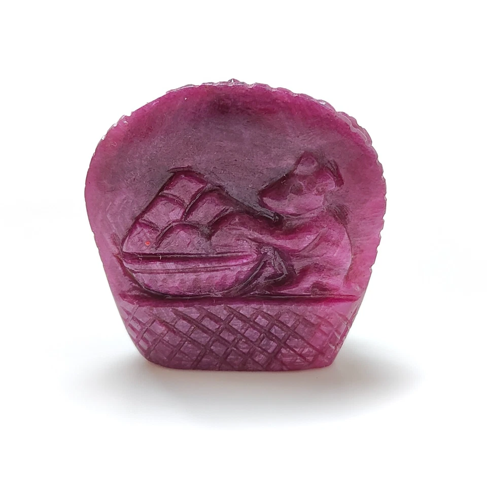 Escultura tallada de piedras preciosas de rubí natural sin tratar de 128,10 quilates Lord Ganesha 31*30 mm Foto 4 de 4