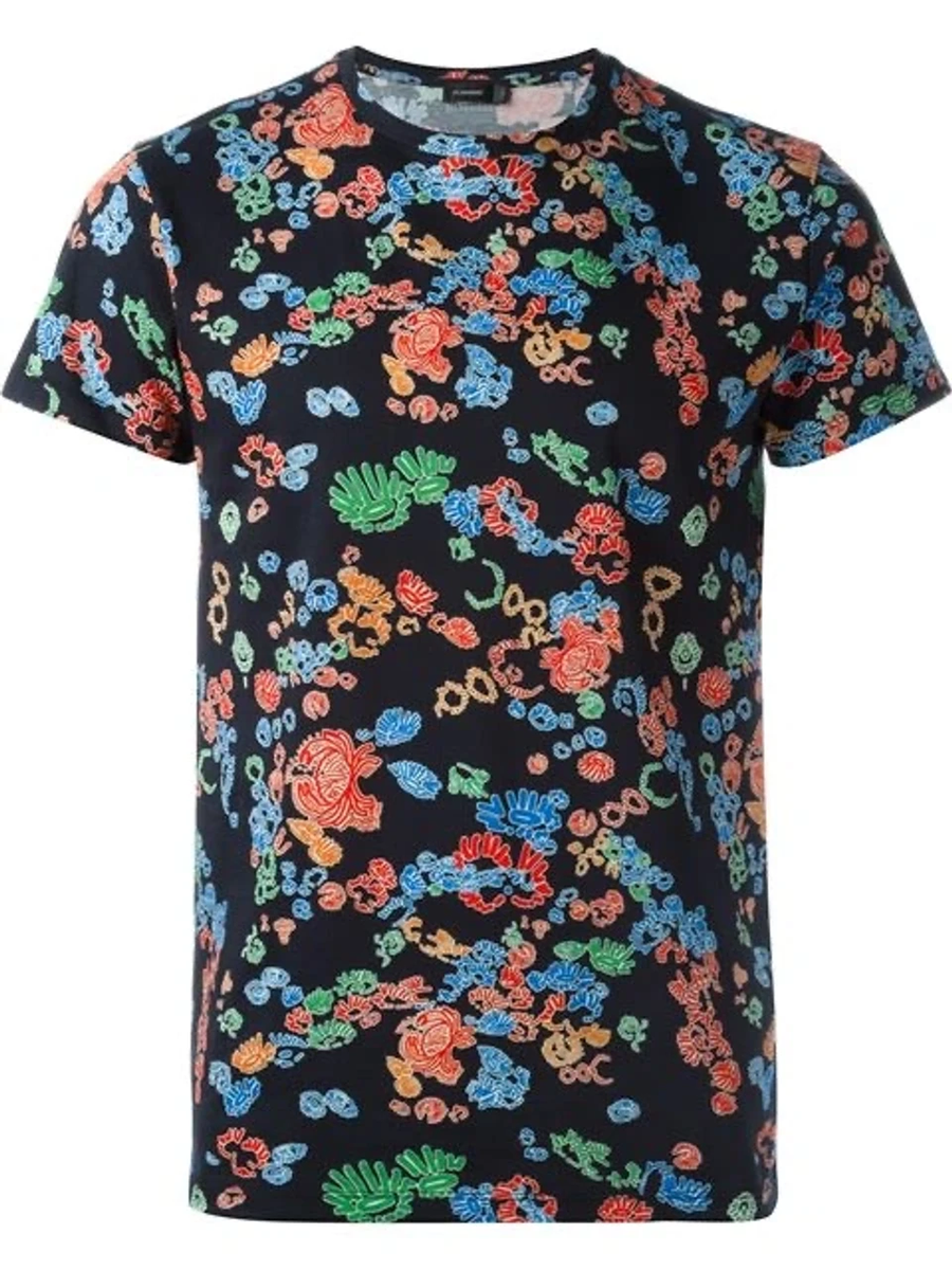 Tシャツ・カットソー JIL SANDER FLOWER CROCHET T-SHIRT Jil Sander Floral Printed T-shirt In Black | eBay