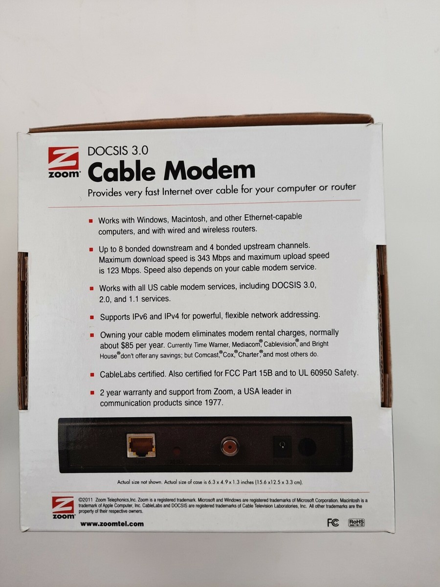 Zoom DOCSIS 3.0 Cable Modem 343 Mbps Speed 5341-00-03J GB | eBay