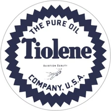 Pure Oil Company TIOLENE NEW Sign: 28" Dia. Round AMERICAN STEEL