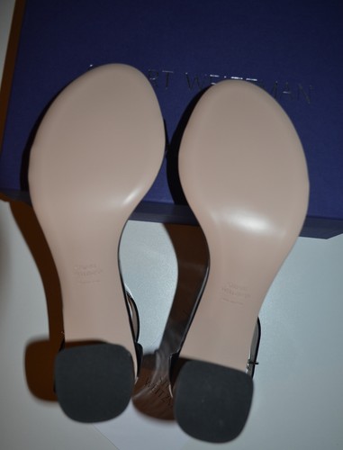 NIB $415 Stuart Weitzman Patent Leather Strap Sandal in Black Size 8(US) - Picture 5 of 11