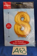 A63G ANAGRAM 26" GOLD FOIL NUMBER "8" PARTY BALLOON