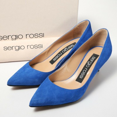 Sergio Rossi pumps Size 35 Suede leather shoes, pointed toe, blue  