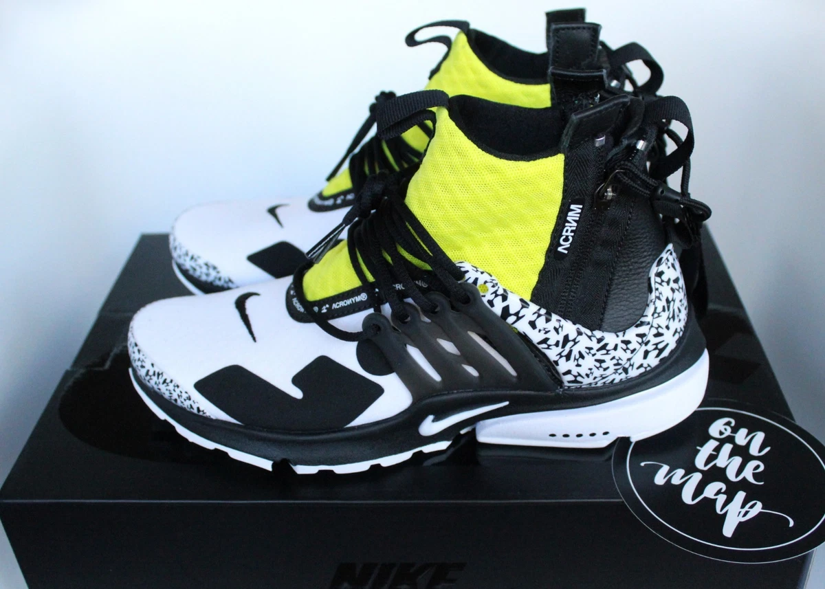 Nike Air x Acronym Presto Mid White Black Yellow Green UK 5 6 7 8 9 US New