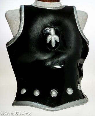 Medieval Chest Armor Lightweight Blk/Slv Flexible Plastic Frontal Costume Armor 
