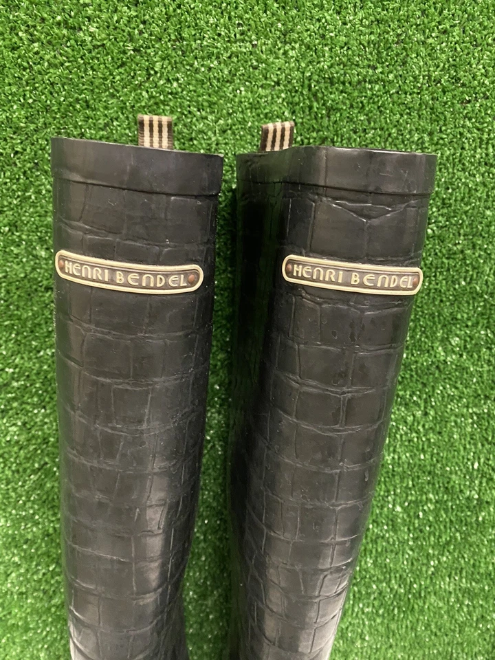Henri Bendel 1895 Botas de Lluvia Negro Imitación Caimán Talla 9 Foto 3 de 4