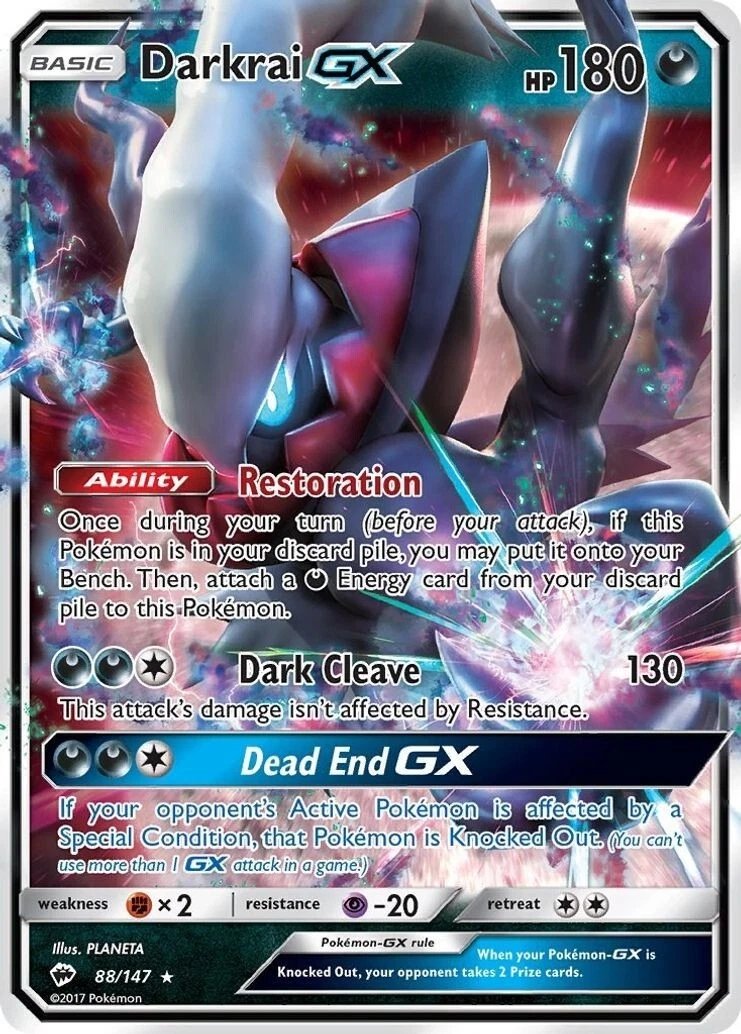 Darkrai GX - 88/147 - Pokemon Burning Shadows Sun & Moon Ultra Rare Card NM