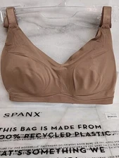 Spanx All-In-One Wireless Bra Sz S Cafe Au Lait Cup D-DD Nylon Elast .