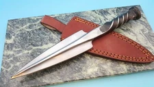 Railroad Spike Spear style Fixed blade Dagger Knife Twist Forged w Sheath