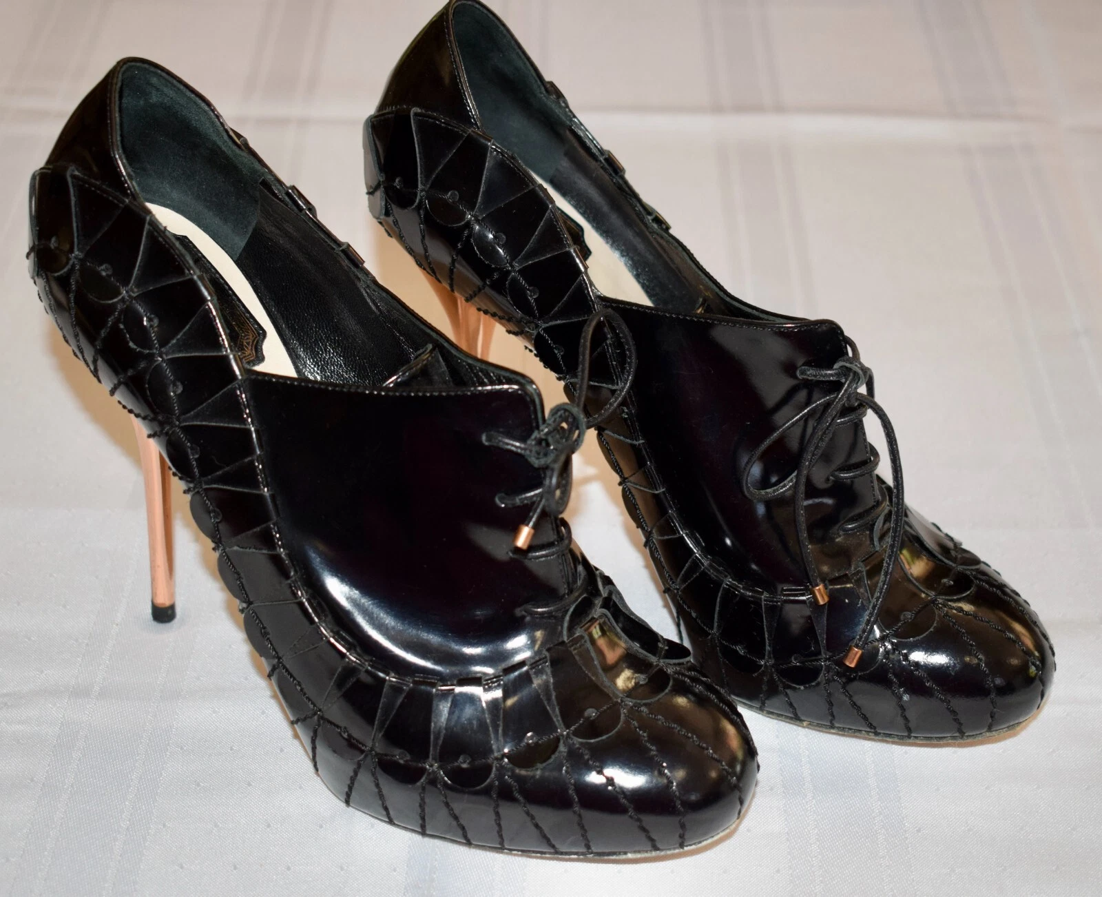 Bottines à talons femme Christian Dior cuir verni noir pointure 37 / US 6