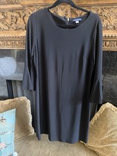 Tommy Hilfiger Black Dress With Logo Zipper Pull Long Bell Sleeves Sz 12