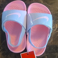 Nike Unisex Kids Pink Blue Slide Sandals Casual Summer Beach Flat
