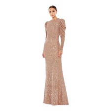 Mac Duggal Sequined Puff Long Sleeve  26692 Mother Of Bride Column Gown Size 4