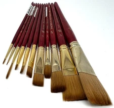Lot of 11 - Princeton Heritage Series Brushes - Stroke, Flat Shader, Round...