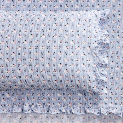 Hello Kitty Chambray Stripe Organic Sheet Set- Queen
