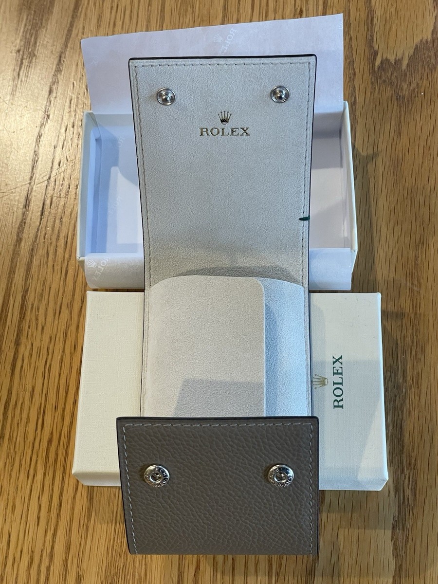 Authentic Rolex Taupe Leather Watch Case Travel Pouch - Rare Color