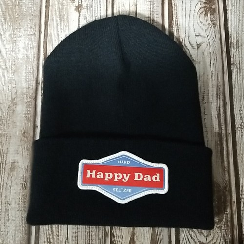 Happy Dad Hard Seltzer Knit Turbo Acrylic Beanie Hat Winter Cap Black Yupoong