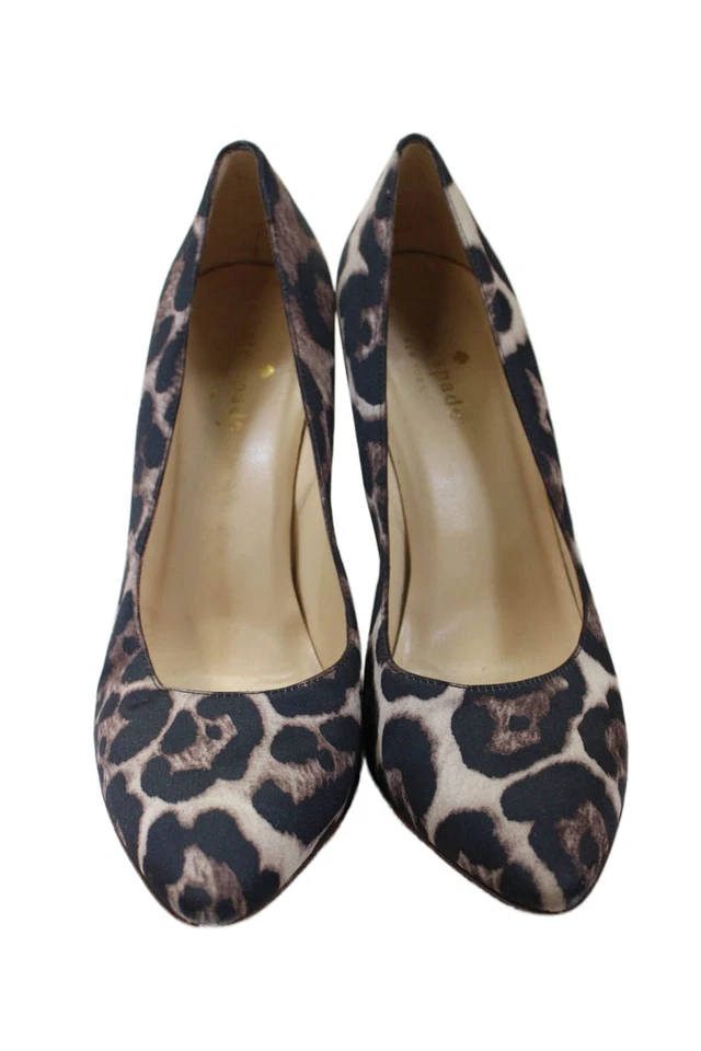 Zapatos de salón Kate Spade New York para mujer con tacón de cuña estampado de leopardo marrón negro talla 6,5 Foto 2 de 4