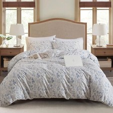 3 Pieces Blue Floral Duvet Full 80" x 90" A chic Blue Floral no Comforter 
