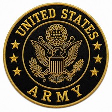 US Army Round Back Gold Patch | Gold Border 10x10 Embroidered Tactical Patch