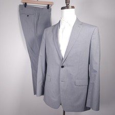 Banana Republic Two Piece Suit 40R 32x32 Gray Micro Stripe Havana Marzotto Wool
