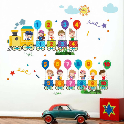 Kids Train Number Wall Decals - Learning Figures Education Wall Stickers - Kids