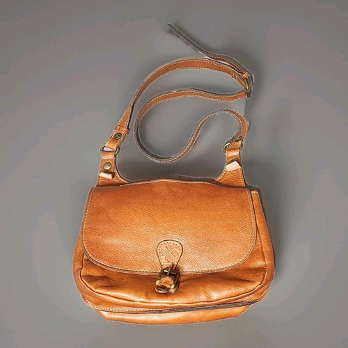 PATRICIA NASH LINNY Crossbody Bag COGNAC BROWN Leather Saddle Messenger Handbag
