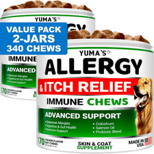 YUMA'S 2 Pack Dog Allergy Relief Chews  Dog Itching Skin Relief Treatment