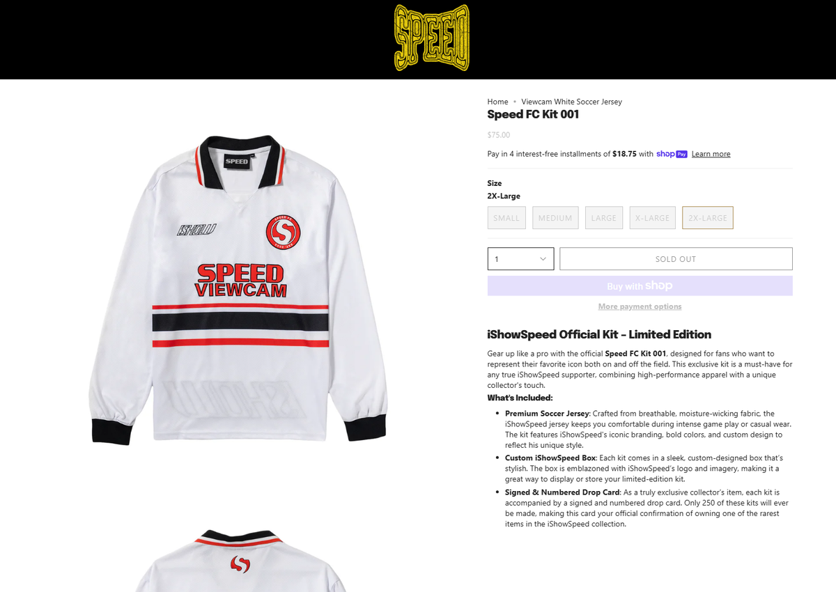 ウェア PSG shirt signed by ISHOW SPEED(XL) IShowSpeed Speed FC Kit 001 Jersey Size XXL w/ iShowSpeed