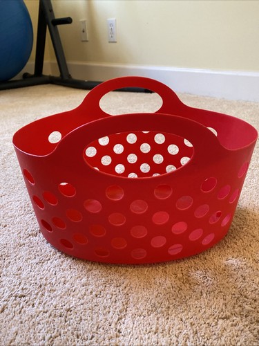 Red Wicker Style Basket Panier Storage Organizer