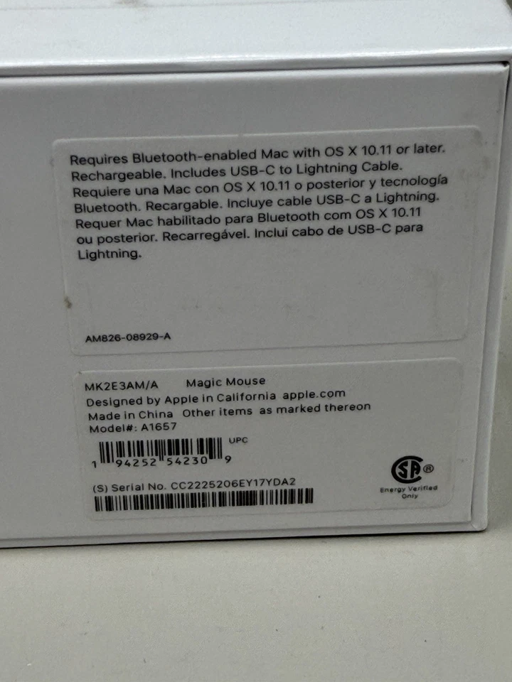Apple Magic Mouse MK2E3AM/A Wireless Model A1657 New Sealed OEM - Image 4 of 4