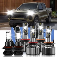 LED Headlight Kit Hi/Low Beam+Fog Light Bulb For Chevry Silverado 2500 2003 2004