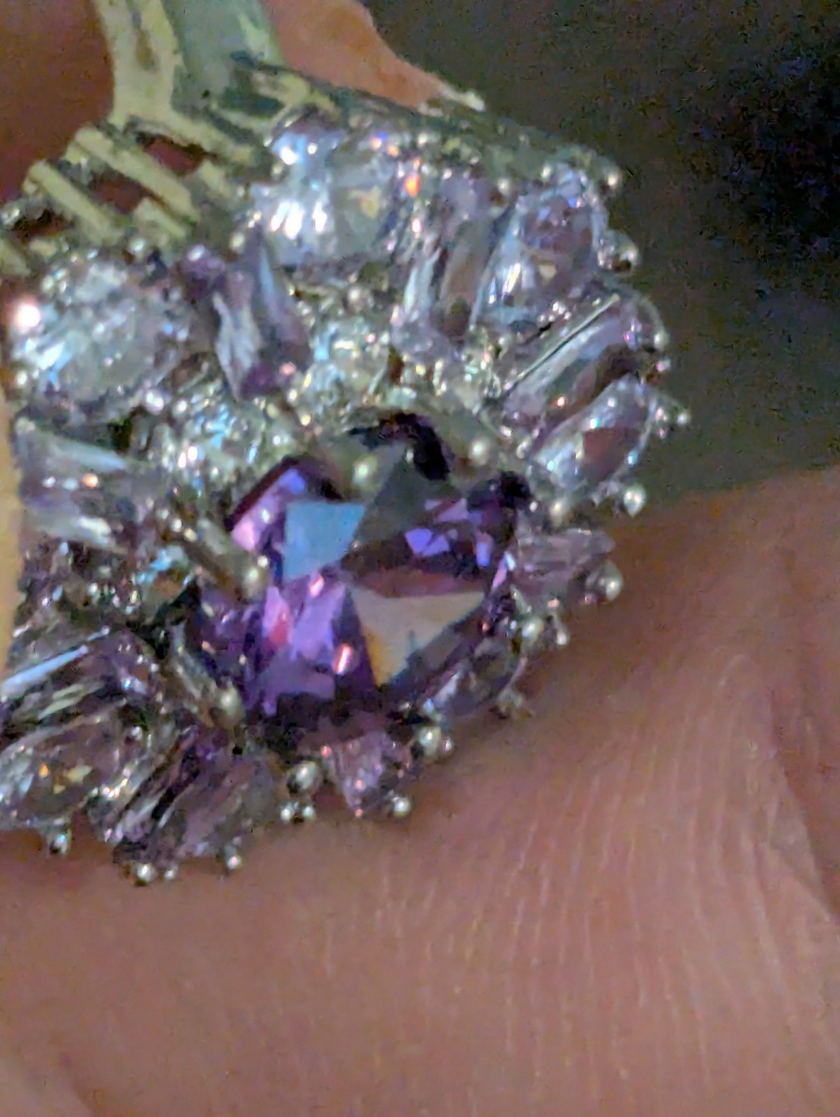 Amethyst Flower Ring With Rectangular & Round Cut… - image 10