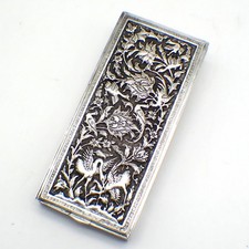 Coffret argent moyen oriental 84 standard motif oiseau et fleur argent