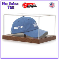 Elegant Clear Acrylic Baseball Cap Display Case with UV Protection and Wood Base