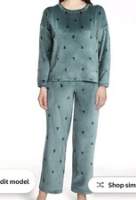 NWT Joyspun Women Super Soft Green Pajama Set Tree Print Size xL 16-18 Velour