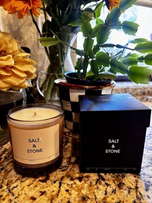 Salt &Stone Scented Candle Hand-Poured, Aromatic & Black Rose & Oud 8.5oz New