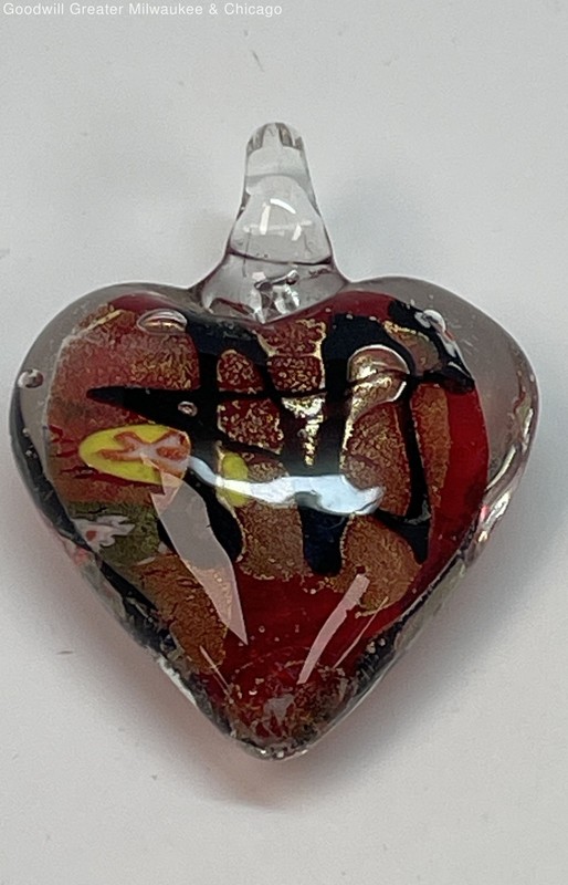 Artisan Dichroic Art Glass Heart Pendant 29.2g