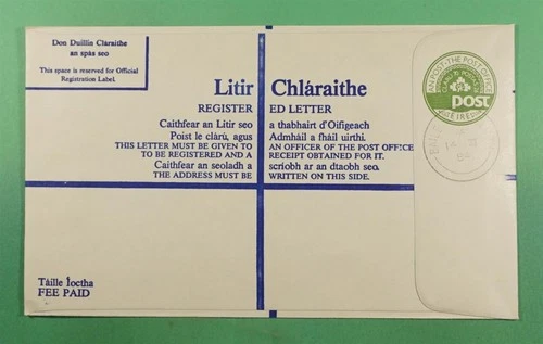 DR WHO 1984 IRELAND REGISTERED STATIONERY FDC #20A R27270