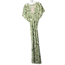 NWT BHLDN Amelia Deep V Flutter Sleeve Satin A Line Gown Maxi Dress Floral - 2