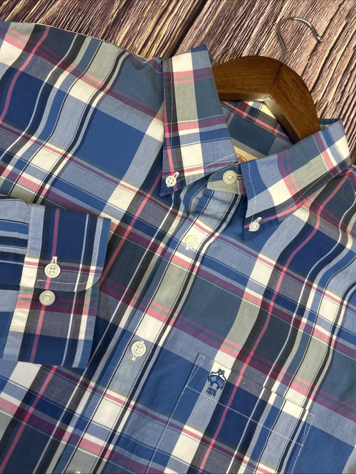 Brooks Brothers Red Fleece Shirt Blue Check Long Sleeve Button Down Men’s Xl