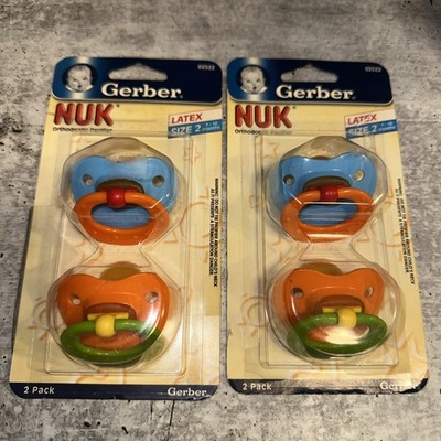 2 Packs Of 2 Gerber Original NUK Orthodontic PACIFIER Sz 2 6-18 months Latex