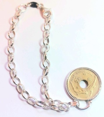 Barcelona'92 Olympic esp designed coin on bezeled Sterling Silver 925 Bracelet  