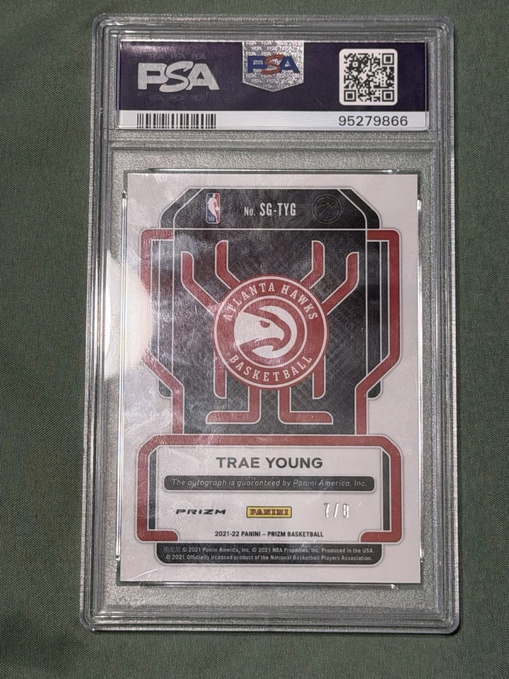 2021-22 Panini Prizm Trae Young Signatures Green Choice /8 #SG-TYG PSA 8 Hawks - Image 3 of 4