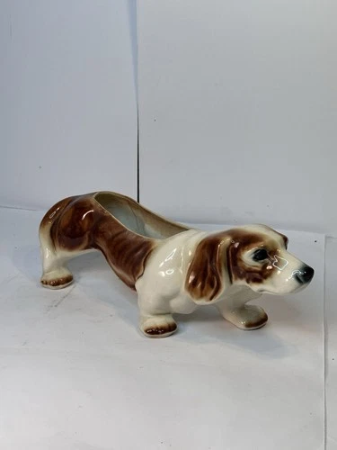 DAMAGED Vintage McCoy Basset Hound Pottery Planter