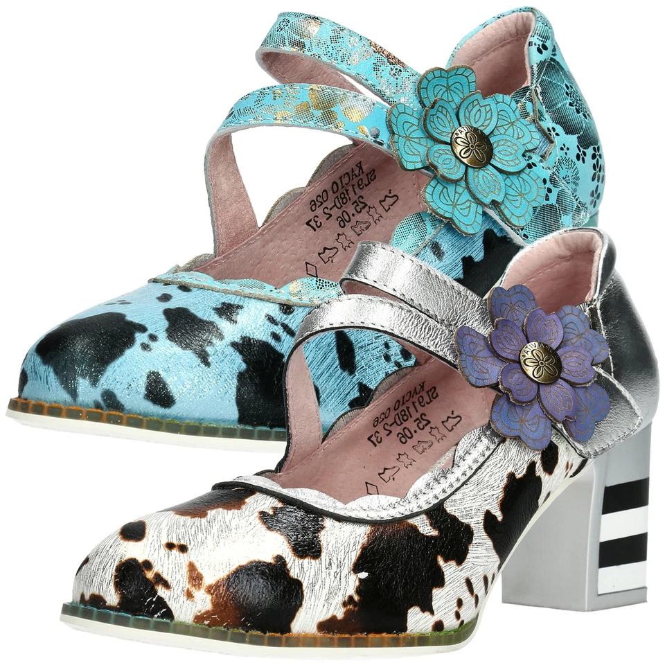 Laura Vita Damen Pumps Kuhfelloptik große Blüte KACIO 12 - Bild 1 von 1
